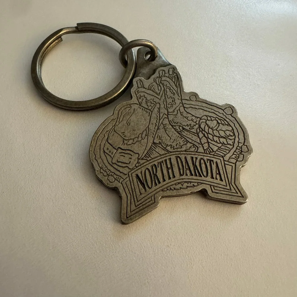 North Dakota Souvenir Keychain Cowboy Hat Boots Rodeo‎ Collectible USA Travel